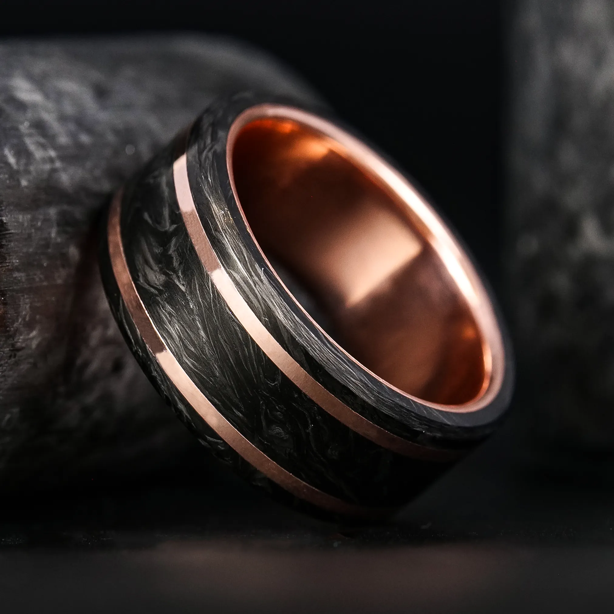 Forged Carbon Fiber and Gold Ring