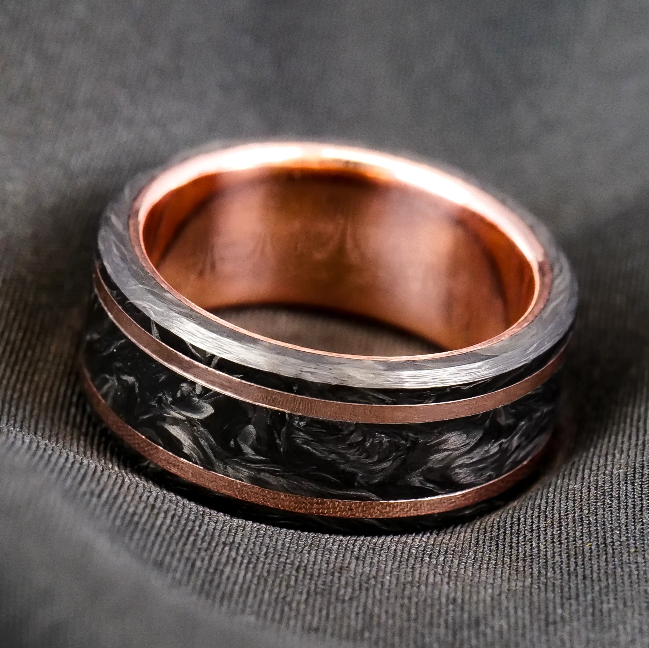 Forged Carbon Fiber and Gold Ring