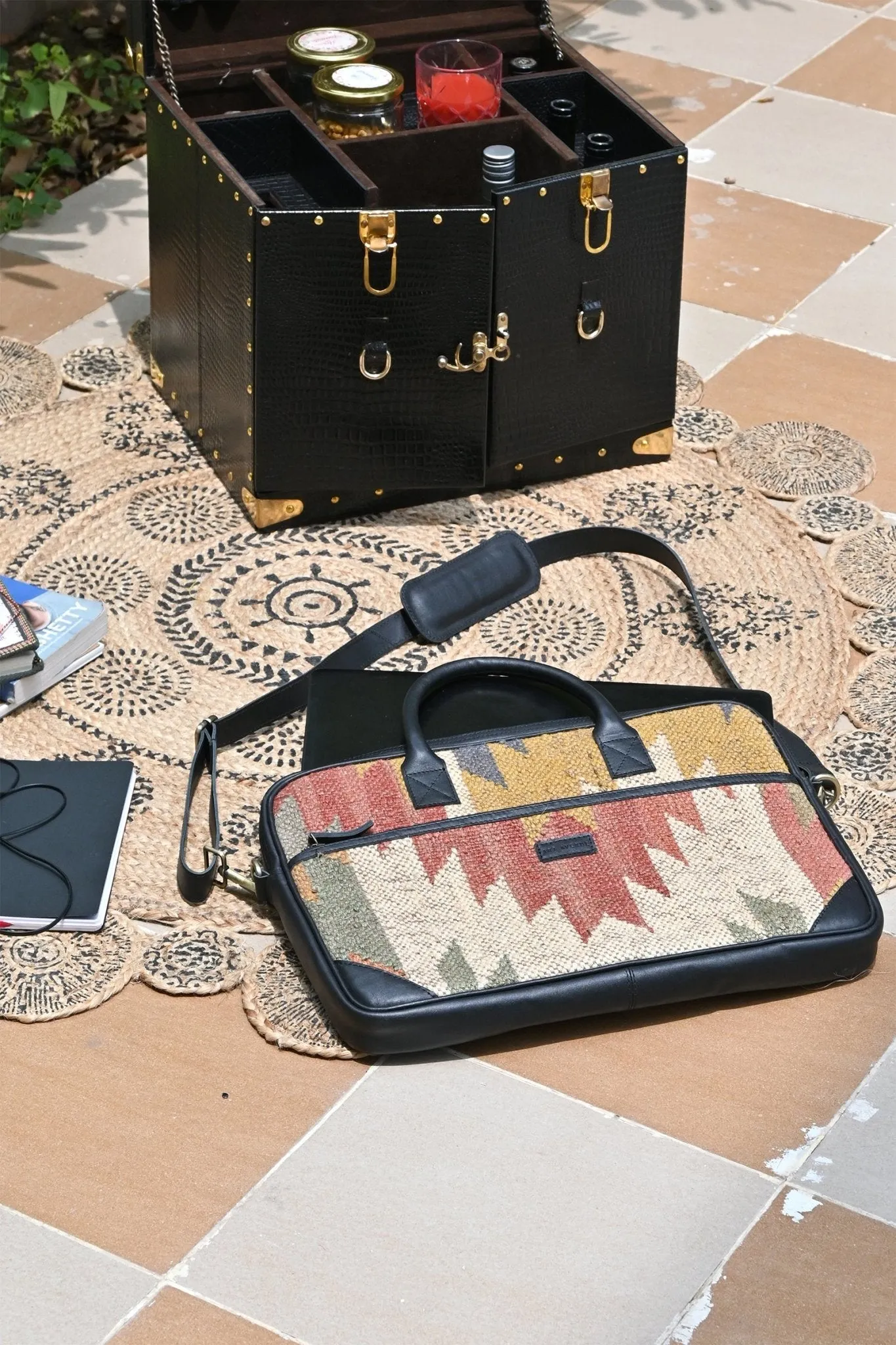 GAVIEN - KILIM & LEATHER LAPTOP BAG