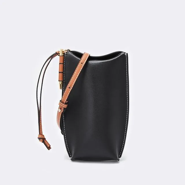 Genuine Leather Bucket Bag