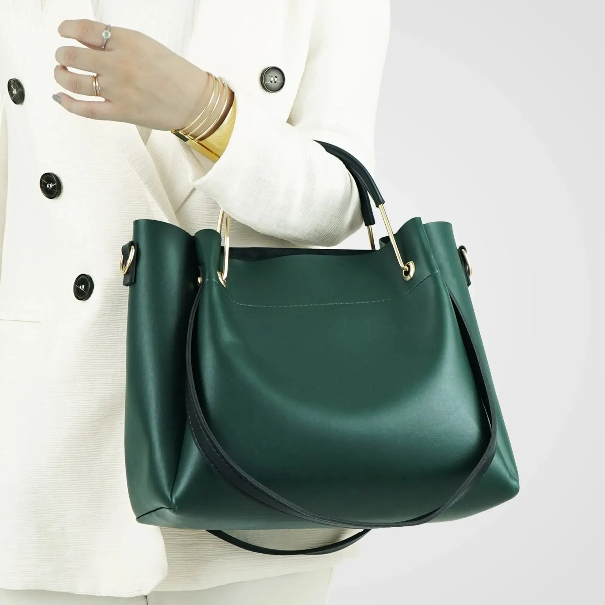 Green 2 in 1 Ladies Tote Bag 8850-2