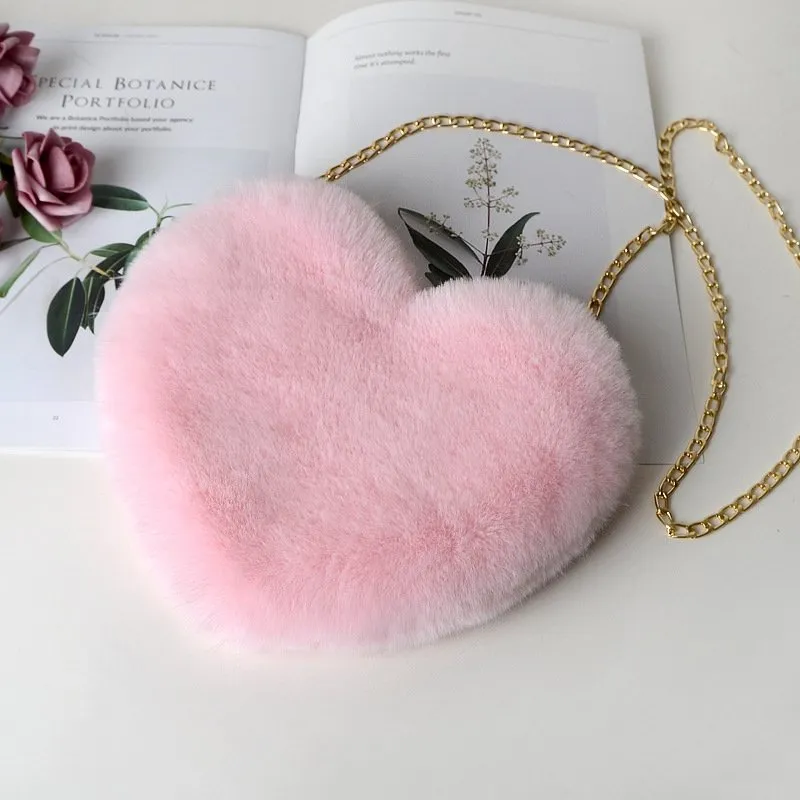 Heart Shaped Plush Crossbody Bag