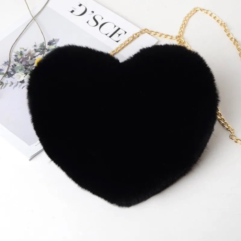 Heart Shaped Plush Crossbody Bag