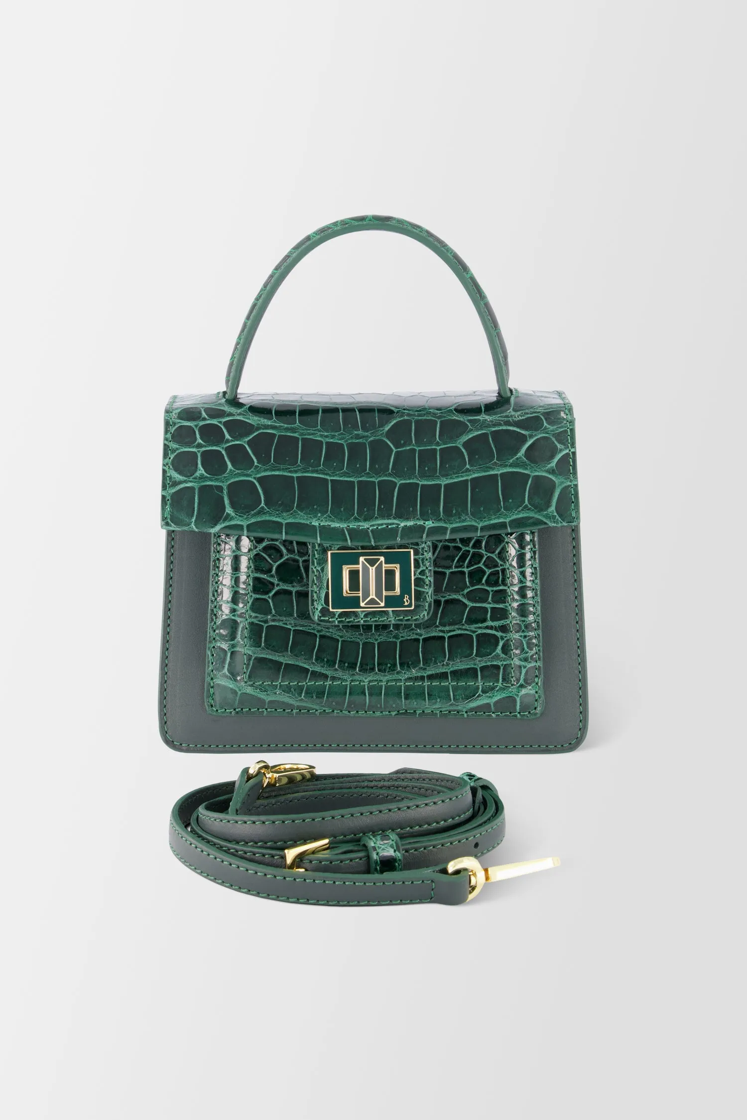 Krenoir Forest Green Croco Mini Kandie Handbag