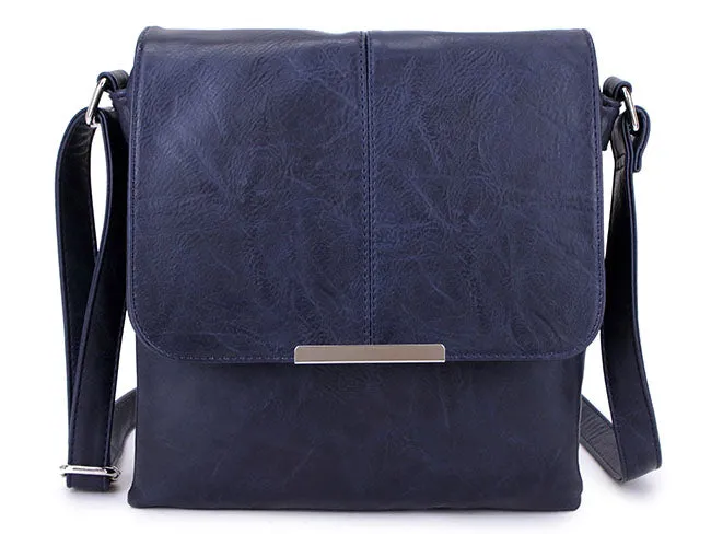 LARGE MULTI POCKET CROSS BODY MESSENGER BAG - NAVY BLUE