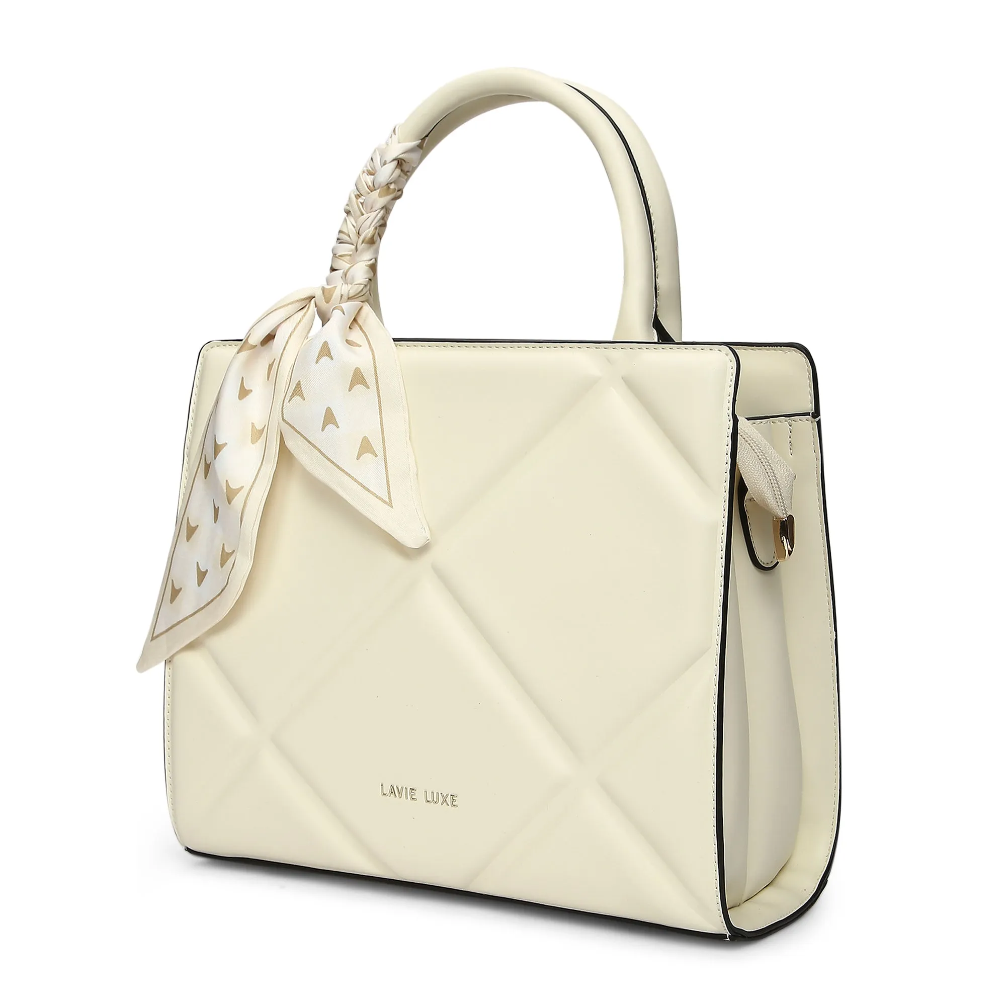 Lavie Luxe Quare Off White Medium Women's Satchel