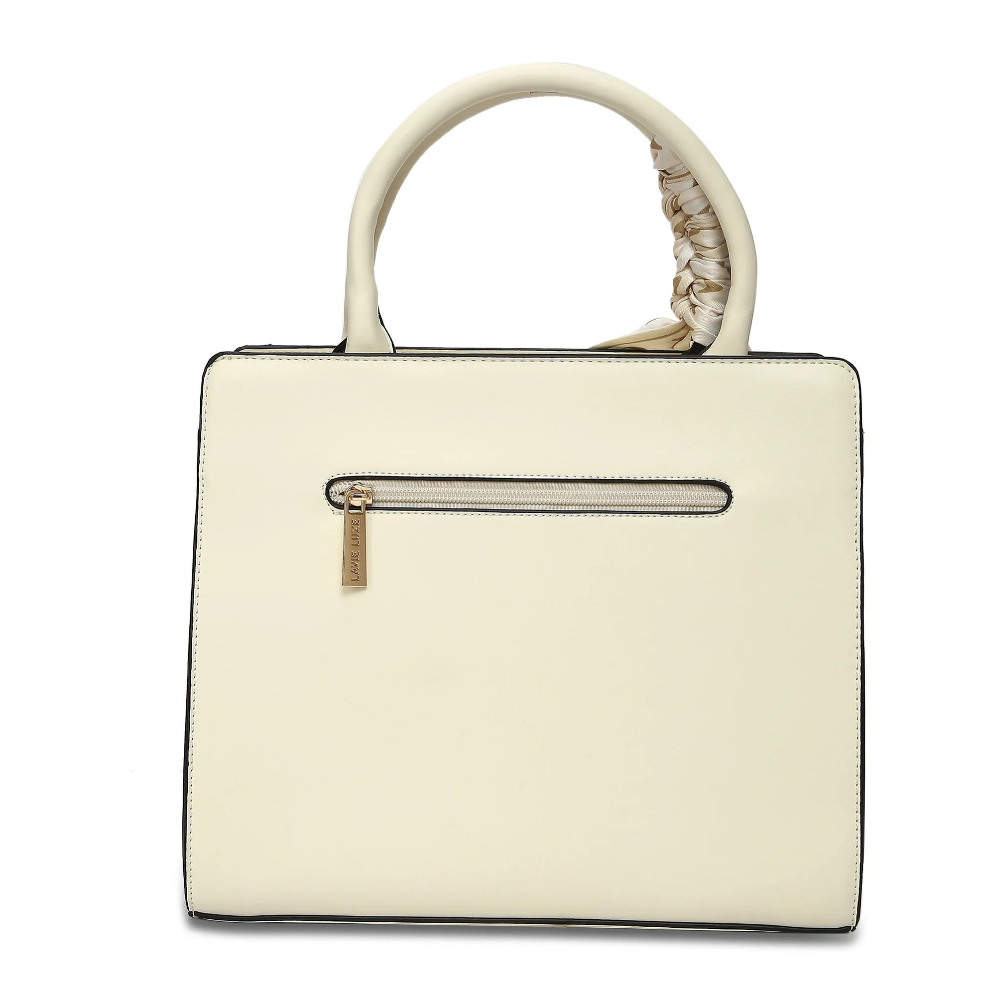 Lavie Luxe Quare Off White Medium Women's Satchel