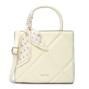 Lavie Luxe Quare Off White Medium Women's Satchel