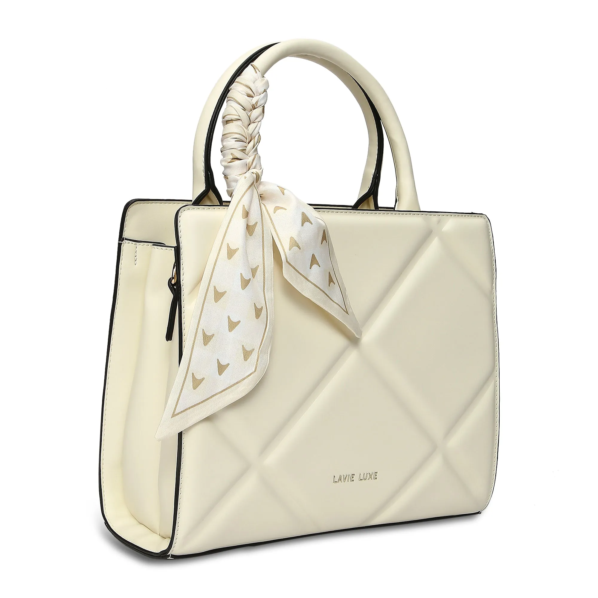 Lavie Luxe Quare Off White Medium Women's Satchel