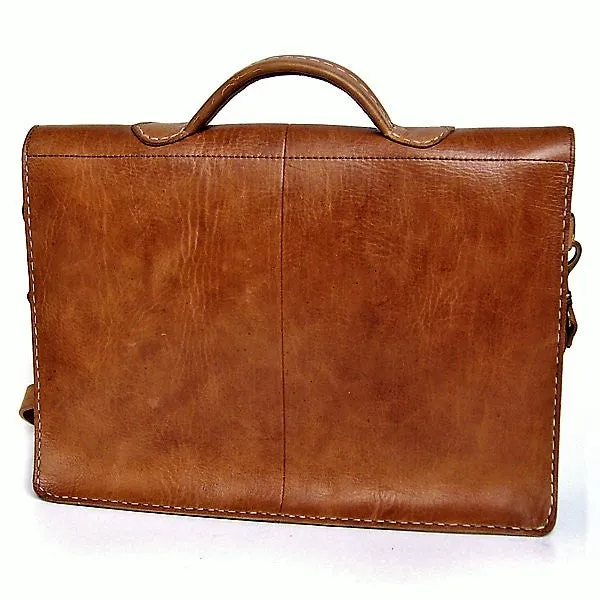 Leather Briefcase/Messenger Bag - Casablanca - Tan