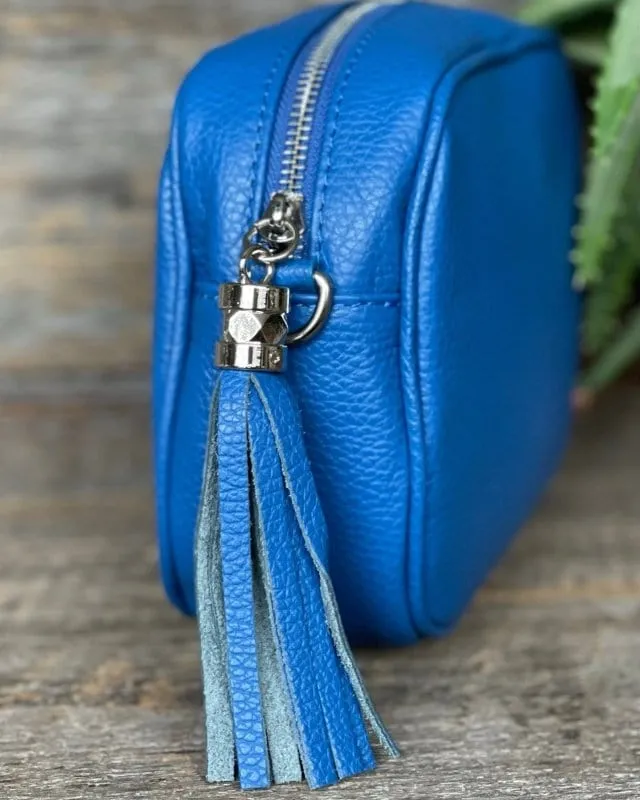 Leather Tassel Bag - Cobalt Blue