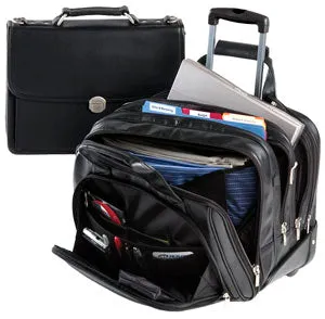 McKlein R Series Chicago Leather Detachable-Wheeled Laptop Overnight With Removable Brief 83585