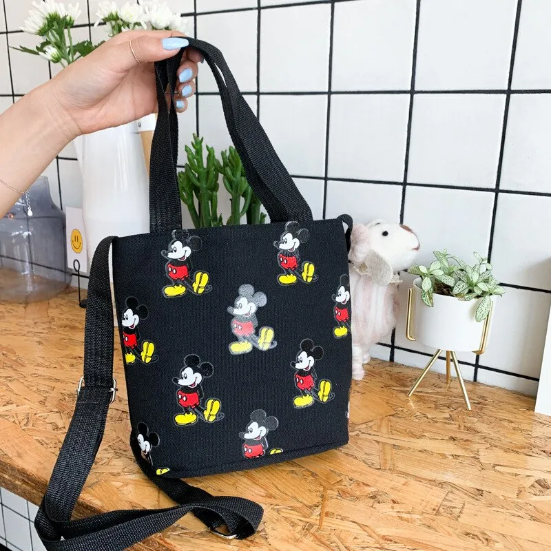 New Disney Cartoons Harajuku Shoulder Bags Mickey Mouse Canvas Teenager Printing Handbag Girls Casual Fashion Girlish Style Bags