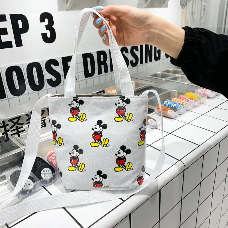 New Disney Cartoons Harajuku Shoulder Bags Mickey Mouse Canvas Teenager Printing Handbag Girls Casual Fashion Girlish Style Bags