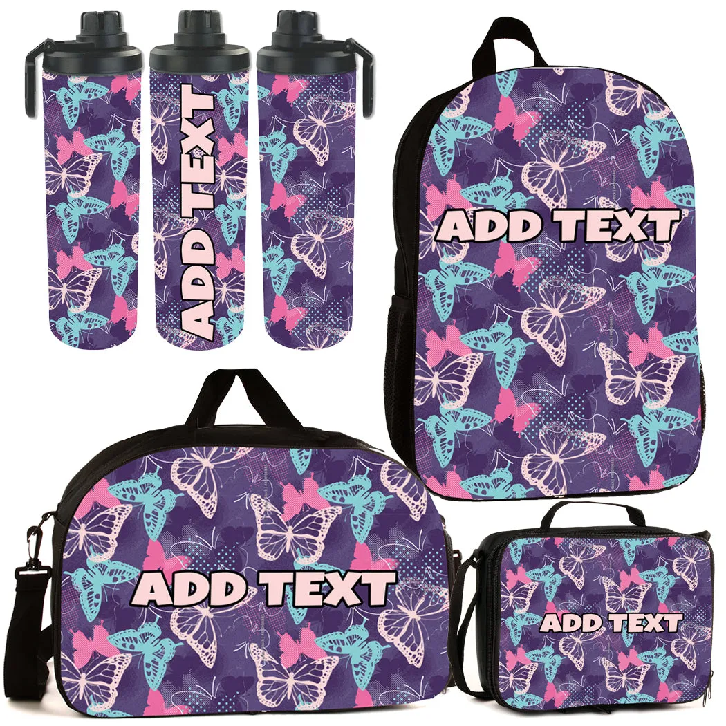 Personalized Backpacks, Lunch Bags, Duffel Bags, or Water Bottles with Full-Color - Butterflies