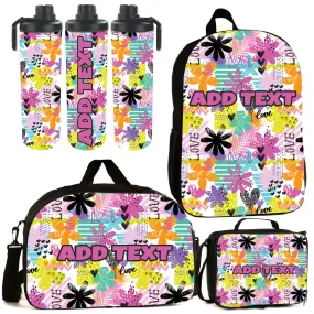 Personalized Backpacks, Lunch Bags, Duffel Bags, or Water Bottles with Full-Color - Flower Love