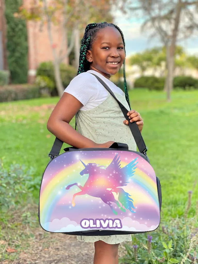 Personalized Full Color Backpacks / Lunch Bag / Duffel Bag - Unicorn Rainbow