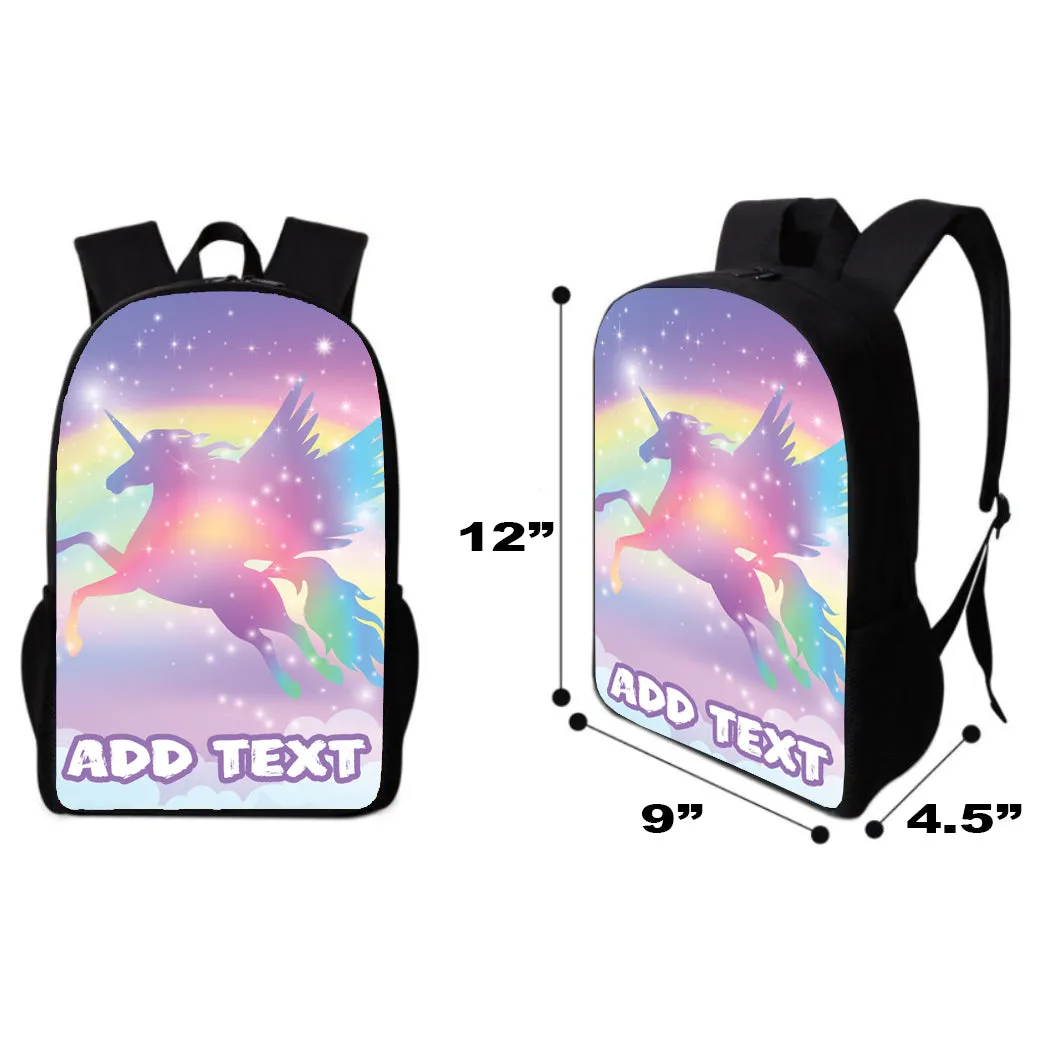 Personalized Full Color Backpacks / Lunch Bag / Duffel Bag - Unicorn Rainbow