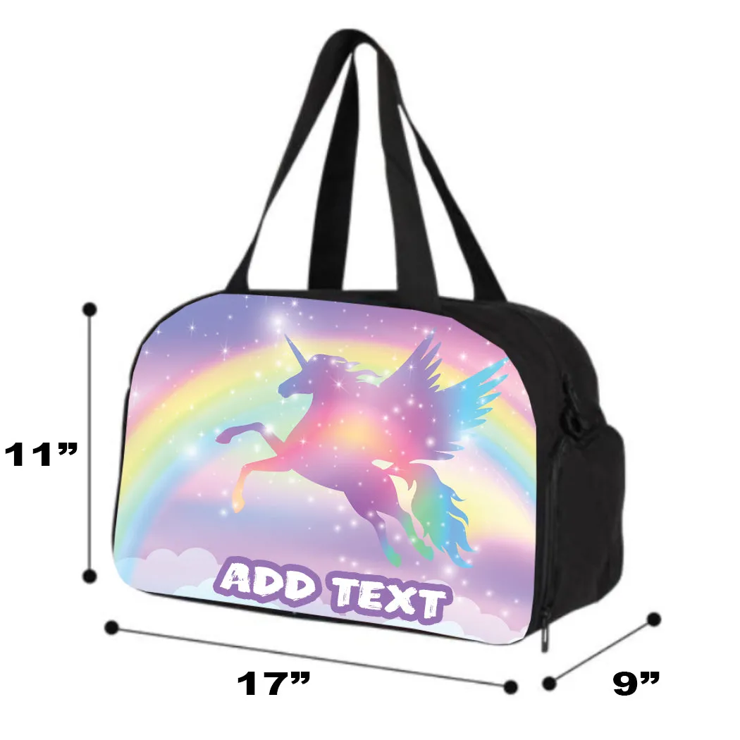 Personalized Full Color Backpacks / Lunch Bag / Duffel Bag - Unicorn Rainbow