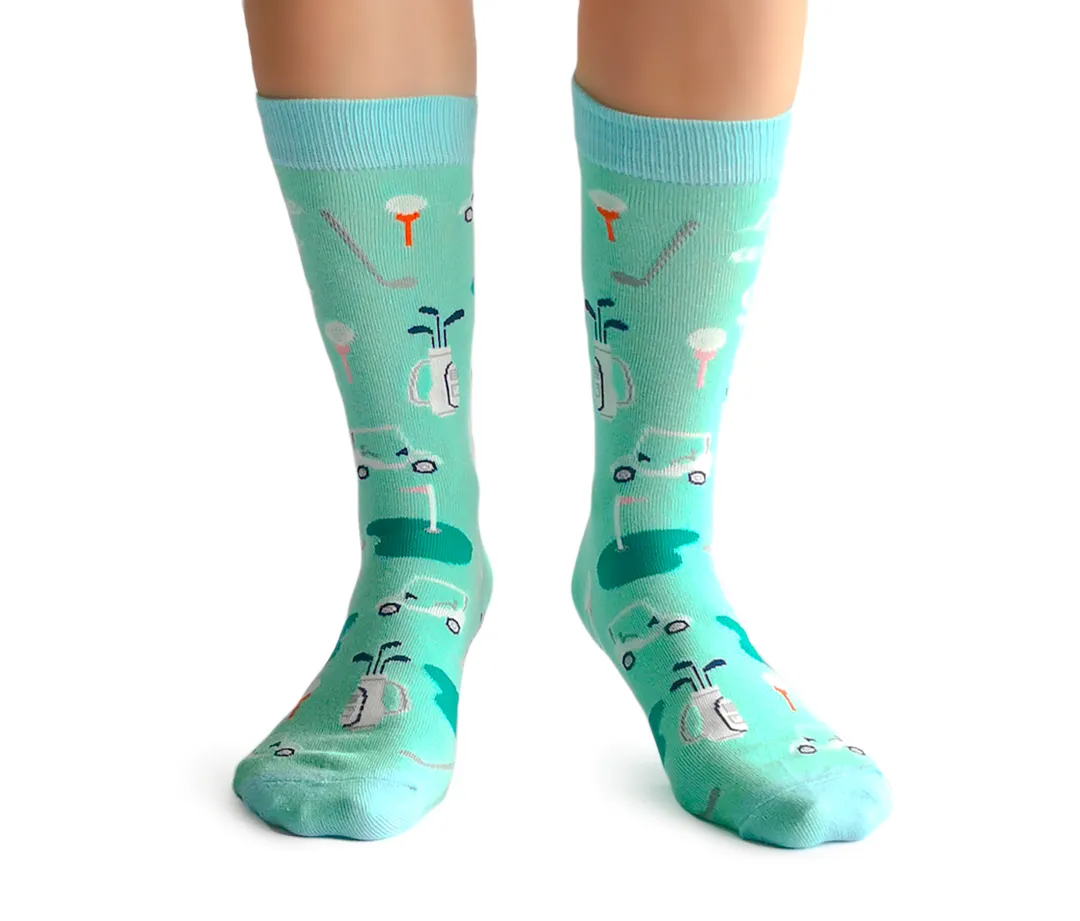 "Nice Putt" Cotton Crew Socks by Uptown Sox