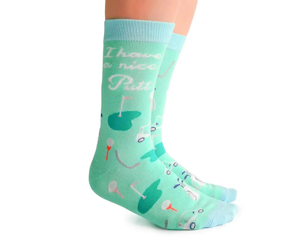 "Nice Putt" Cotton Crew Socks by Uptown Sox