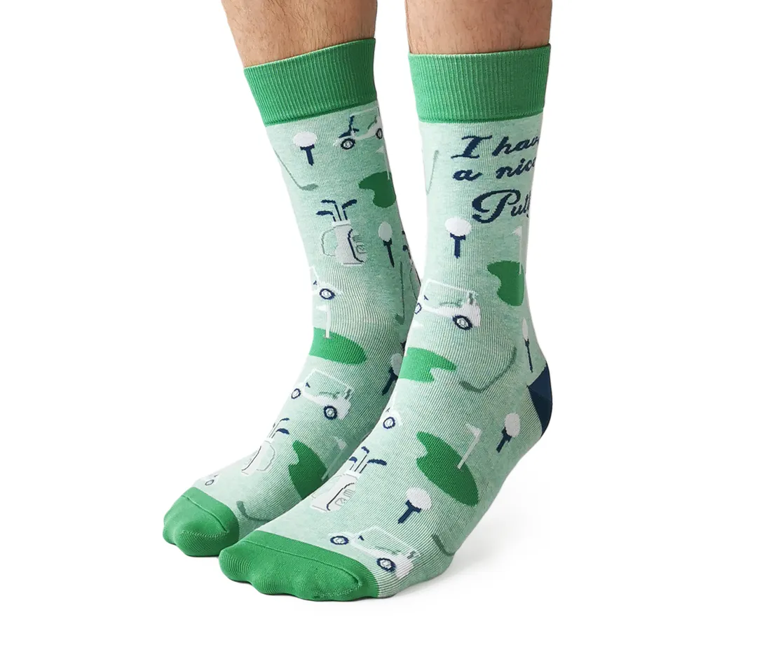 "Nice Putt" Cotton Crew Socks by Uptown Sox