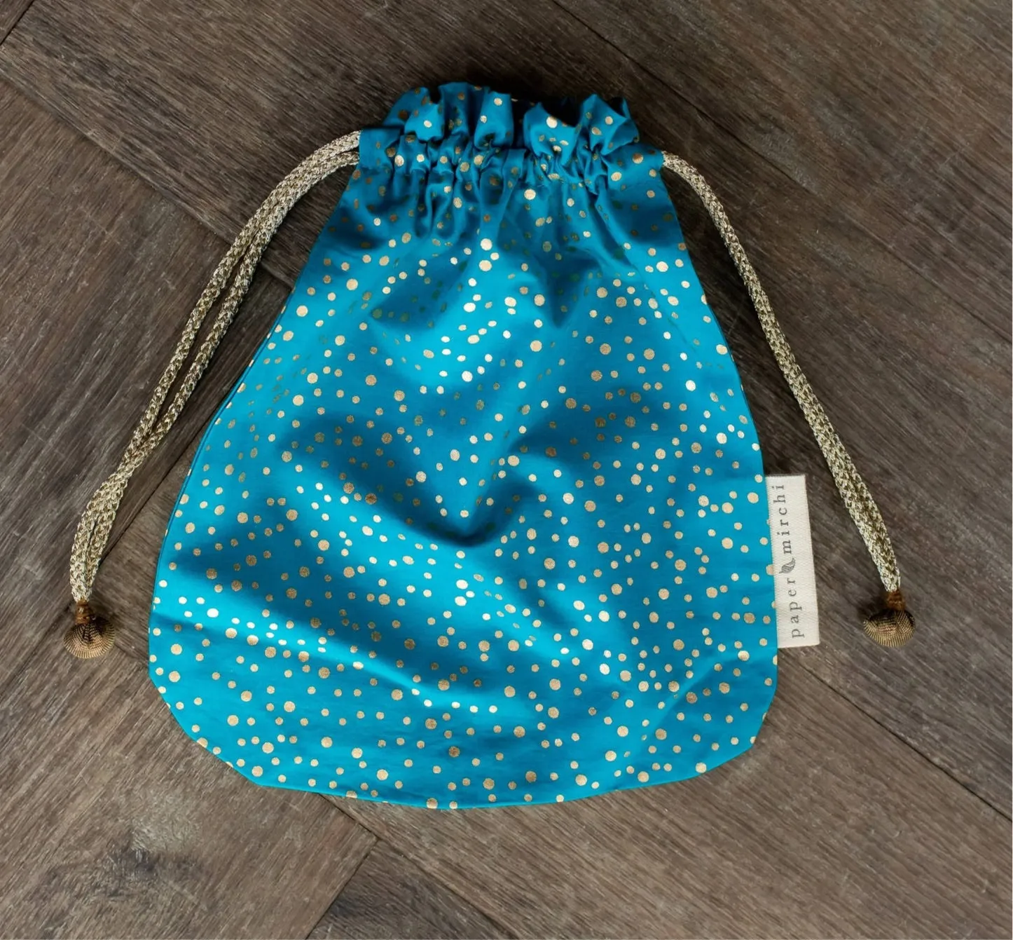 Reusable Fabric Gift Bags Double Drawstring- Luxe Gold Range- Spots