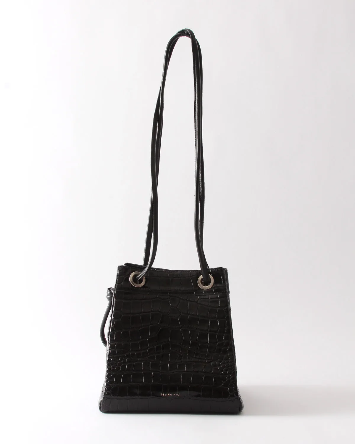 Rita Bucket Leather Embossed Black