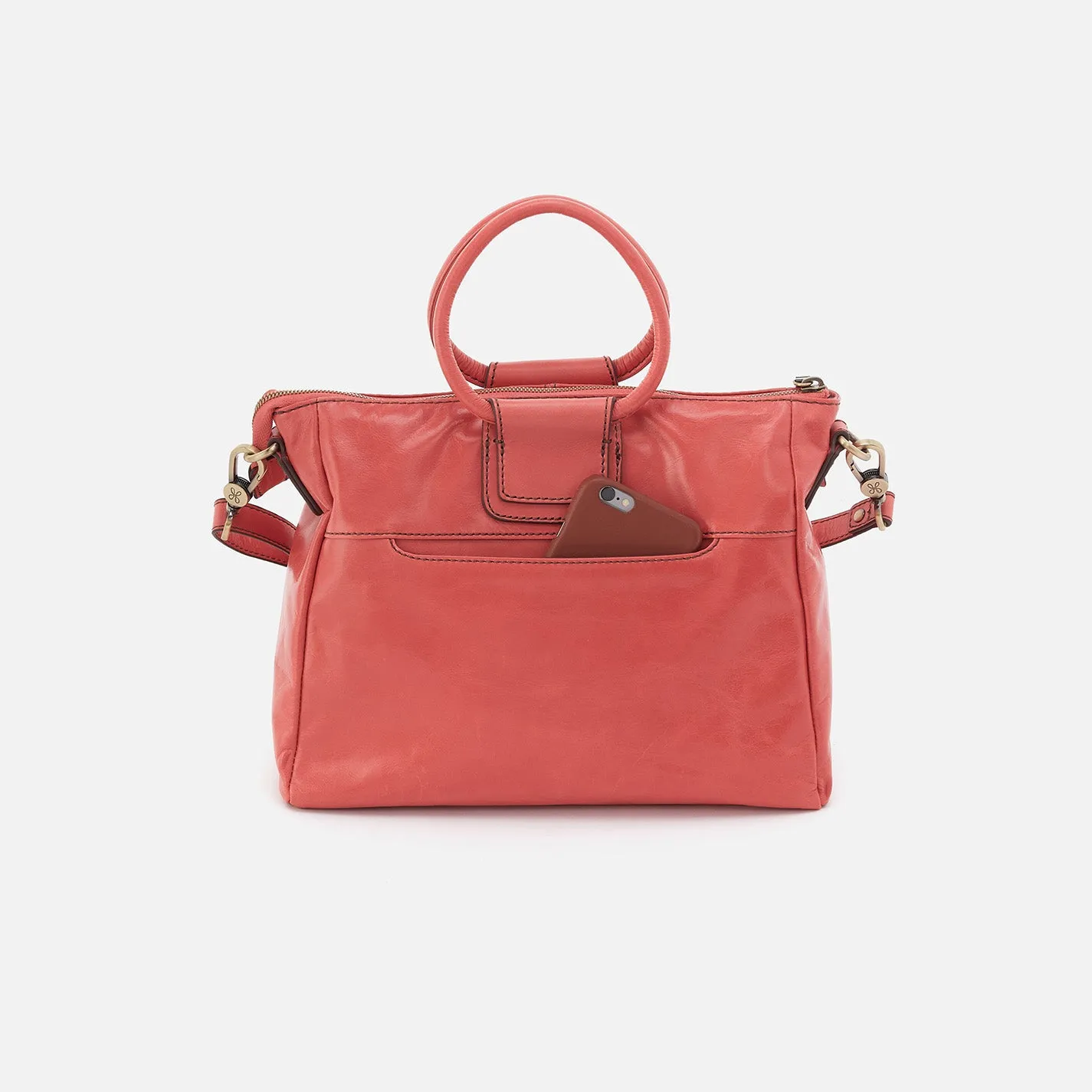 Sheila Medium Satchel in Polished Leather - Cherry Blossom