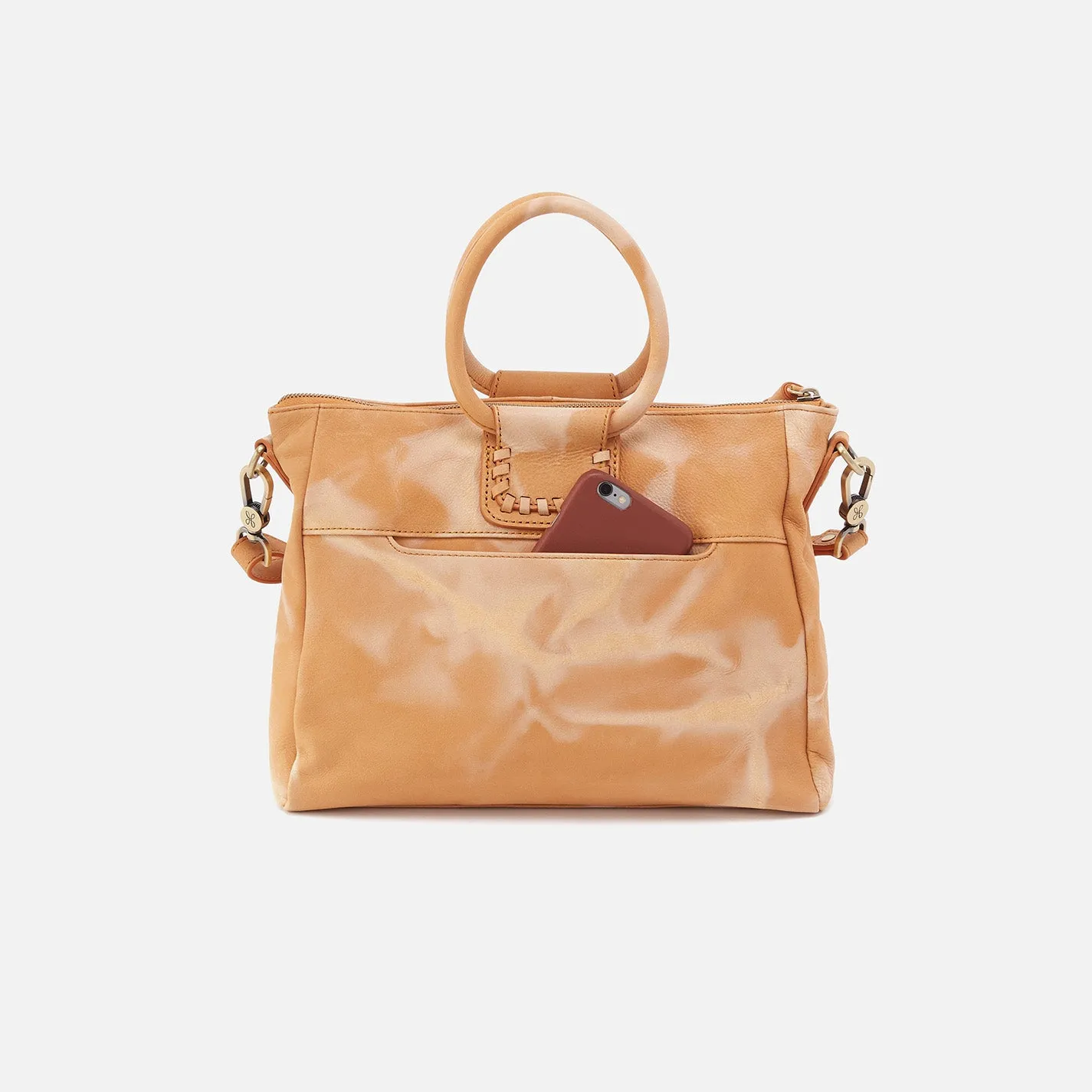 Sheila Medium Satchel In Soft Shibori Leather - Saffron