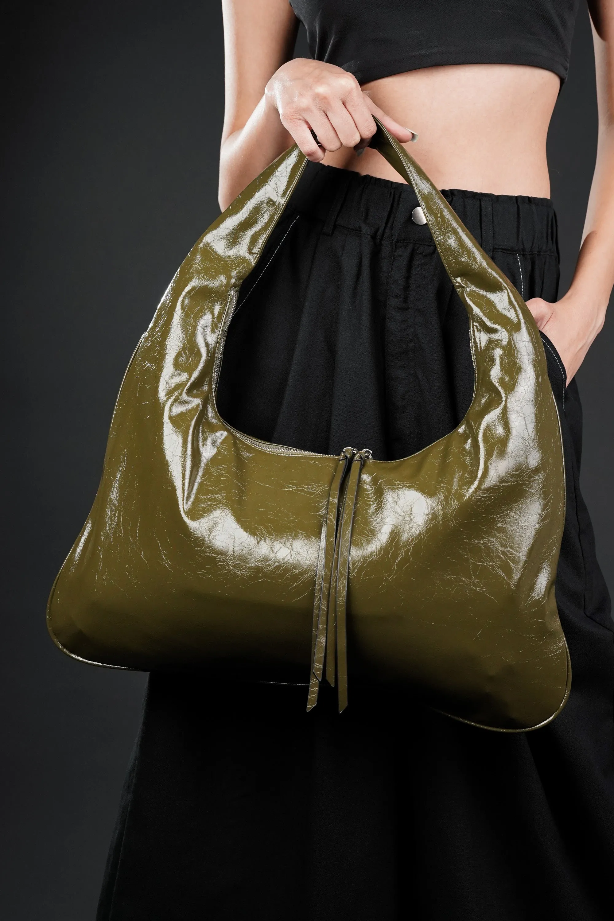 Shiny Green Shoulder Bag