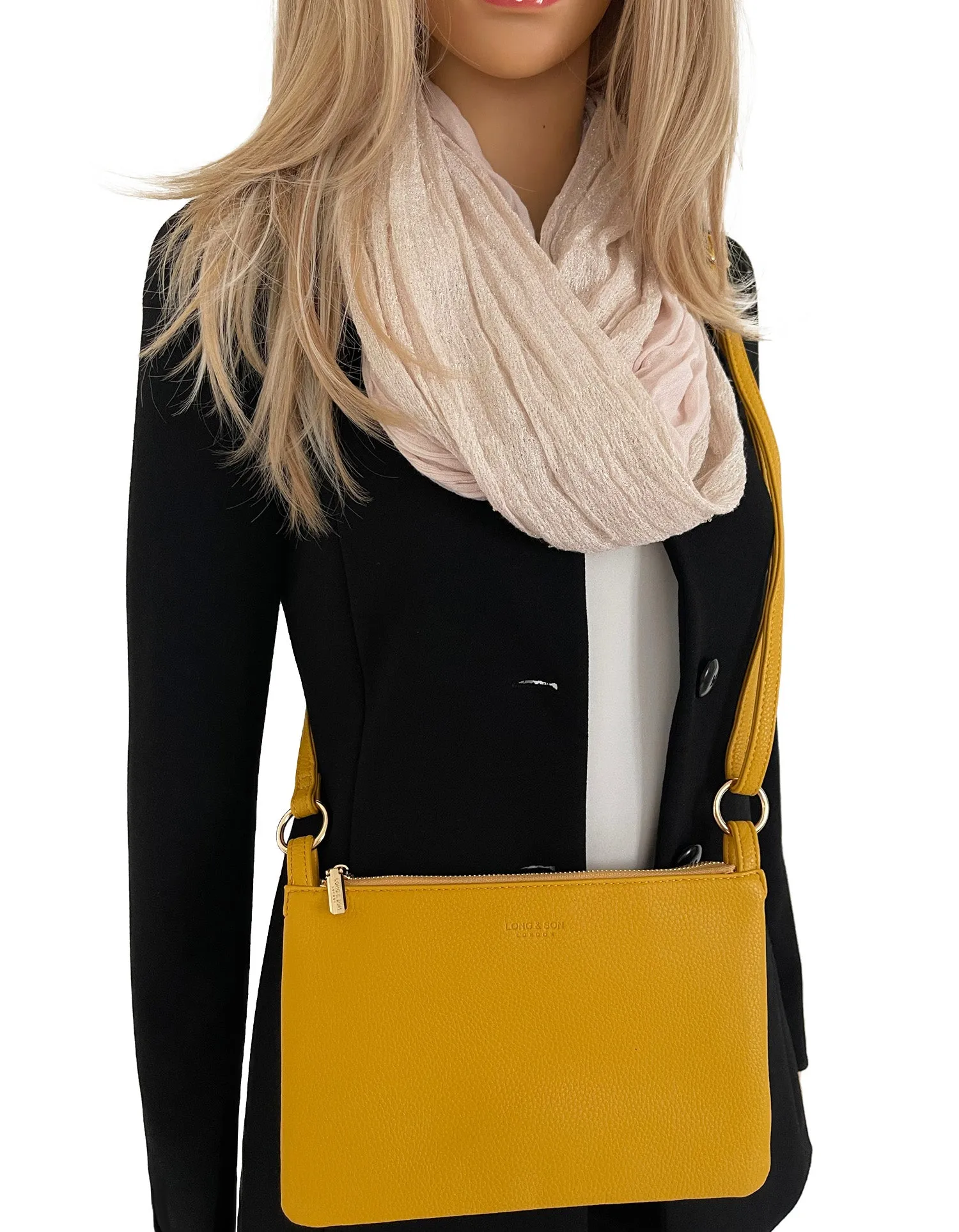 SMALL PLAIN YELLOW MULTI-POCKET CROSS BODY MESSENGER BAG