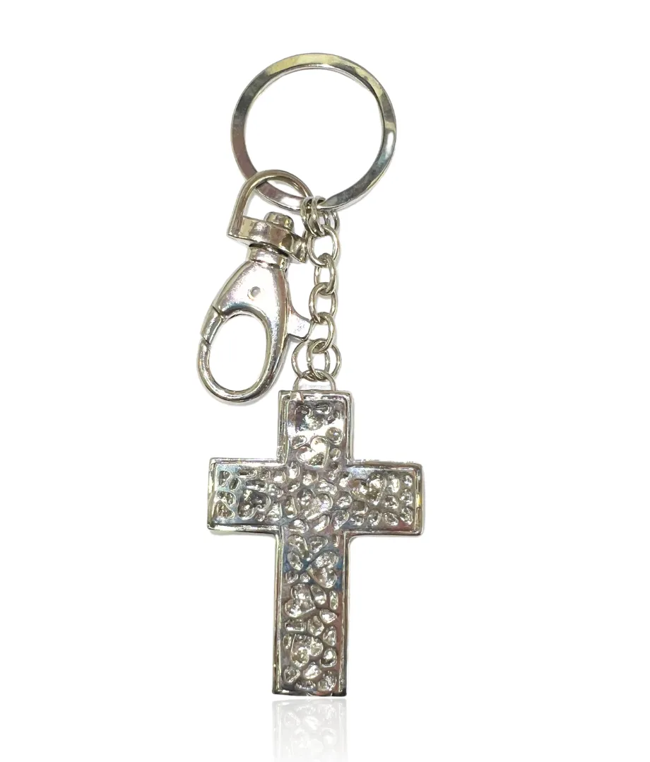 Sparkling Silver Cross Bag Charm