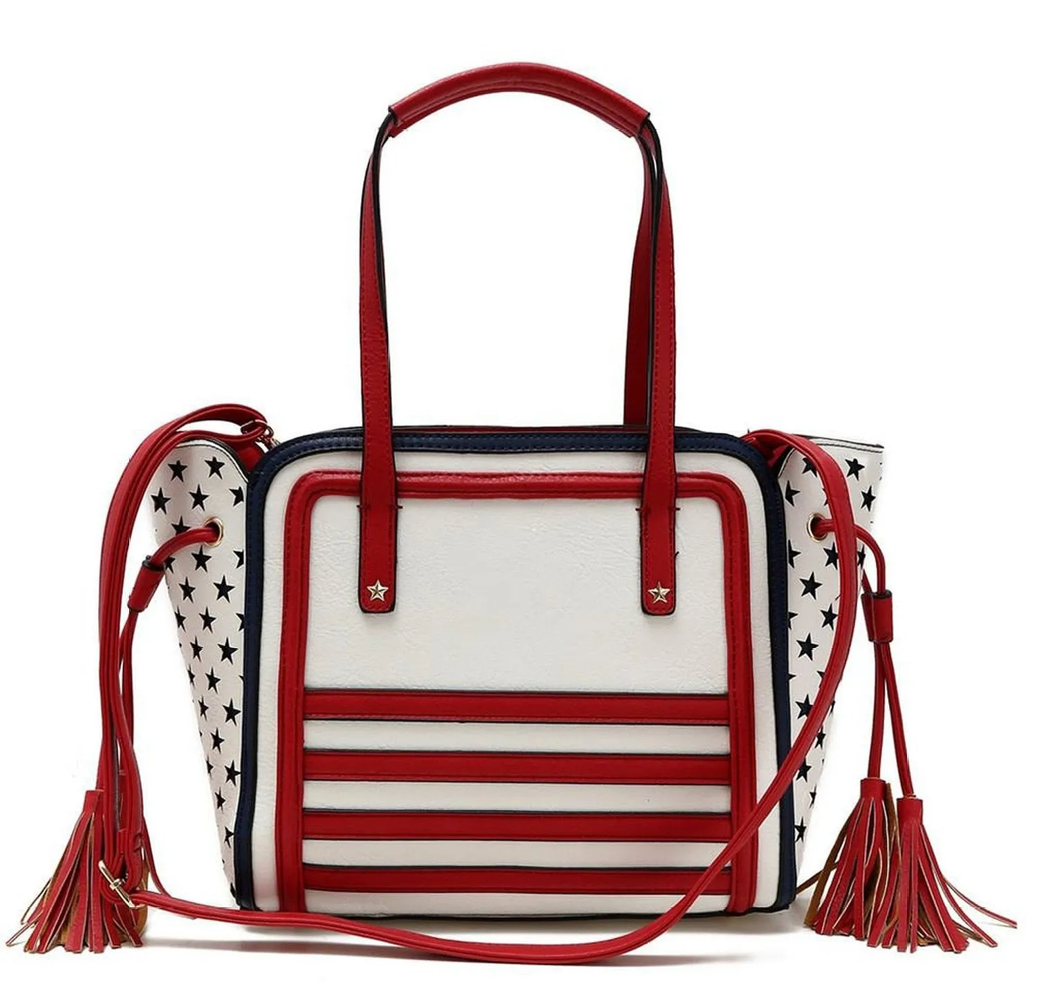 Stars & Stripes Flag Tassel Shoulder Handbag Purse