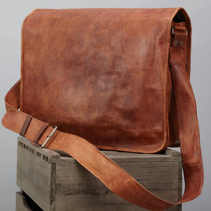 Tan Leather Messenger Bag