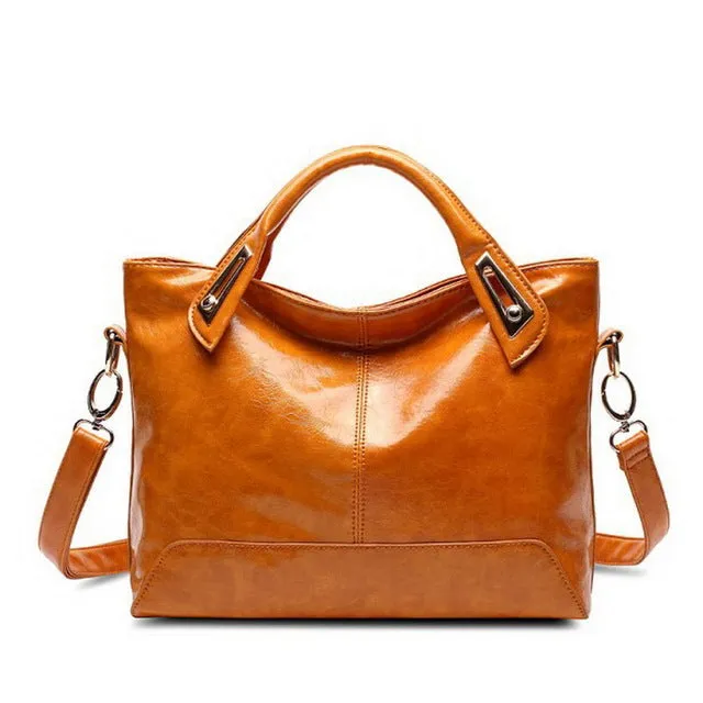 Women Oil Wax Leather Designer Handbags High Quality Shoulder Bags