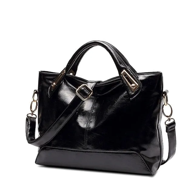 Women Oil Wax Leather Designer Handbags High Quality Shoulder Bags